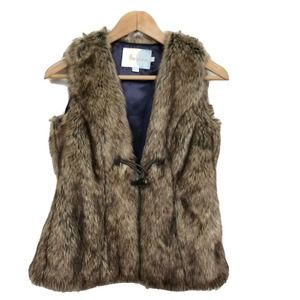 Boden Brown Faux Fur Vest With Closure